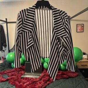 Black and White Striped Women's Jacket